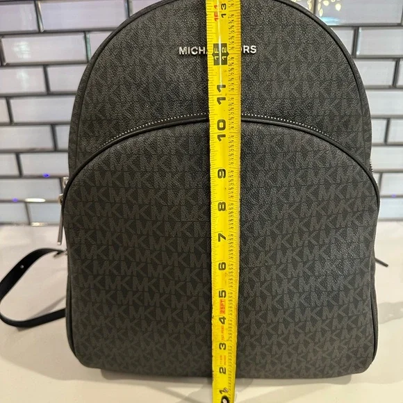 Michael Kors Logo Backpack Purse – Black/Grey MK Monogram - Picture 6 of 7
